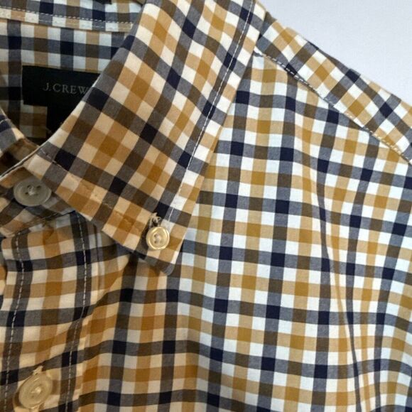 J Crew Shirt Mens Medium Yellow Check Button Up Long Sleeve Slim Office Corpcore - Picture 3 of 7